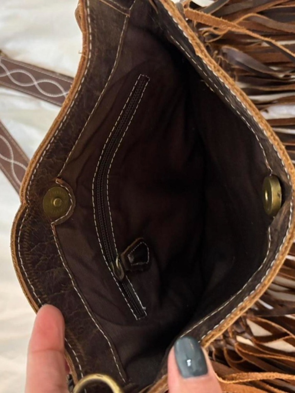 Artisan hand crafted Fringed Leather Horse Crossbody conceal carry RTL $295 NWOT - Picture 3 of 7